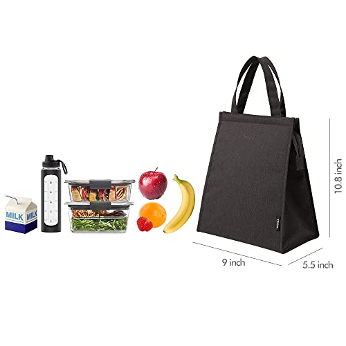Black Lunch Bag For Men - Insulated Lunch Bags For Women Lunch Bag Tote With Zipper Lunch Tote Bag For Women Simple Lunch Box Reusable Insulated For Men Lunch Bags Small Adult Lunch Box Tote Bag #TOP6