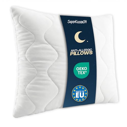 SuperKissen24. Kopfkissen aus Mikrofaser 50x50 cm mit Polyester Kissenfüllung - waschbares Innenkissen geeignet für Allergiker - Couchkissen, Sofakissen, Dekokissen - Good Sleep Weiß