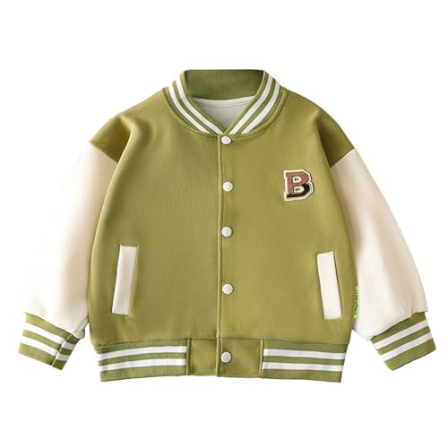 Zaldita Chaqueta de bombardero para bebé, niña, niño, con botones, chaqueta de entretiempo, chaqueta de entrenamiento, sudadera, verde, 146-152