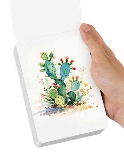 Lightwish Aquarelpapier, 100% katoen, zuurvrij, Cold Press aquarelschetsboek, 60 vellen 9 × 13 cm, dubbelzijdig gelijmd papier