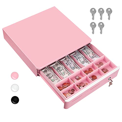 Tera 16 Inch Auto Open Cash Drawer With Micro Switch Heavy Duty Insert Tray 5 Bill 8 Coin For Pos System Removable Cash Tray Media Slot 24V Rj12 Key-Lock (Round Corner) For Small Business Retail 405R #TOP13