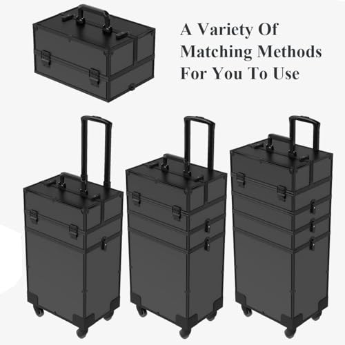 Image of Adson Professional Beauty Makeup Cosmetic Aluminium Vanity Trolley Train case (Titanium Black)