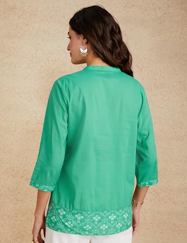 Image of Amazon Brand - Myx Women Cotton Printed A-line Short Kurti (Available in Plus Sizes)