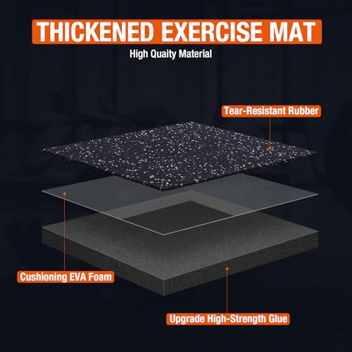 FAHKNS Gym Mat, 0.79'' Alfombrillas de goma para ejercicio, 12 piezas, 48 pies cuadrados, adhesivas, material EVA de alta densidad, negro miniatura 5