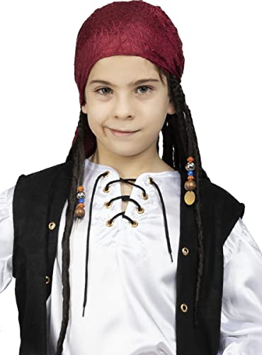 Funidelia | Bandana con rastas para niño y niña Corsario, Bucanero - Accesorios para niños, accesorio para disfraz - Marrón