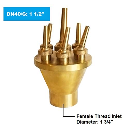 NAVADEAL 1 1/2" DN40 Brass Lotus Water Fountain Nozzle Spray Pond Sprinkler - for Garden Pond, Amusement Park, Museum, Library - Thumbnail 5