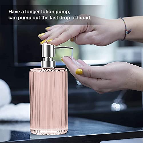 Hiyaa 3P-PINK 3 Pack Glass Soap Dispenser 17 Oz Versatile Lotion Liquid Soap Dish Dispenser Hand Soap Dispenser With Pump For Bathroom, Countertop thumb #6