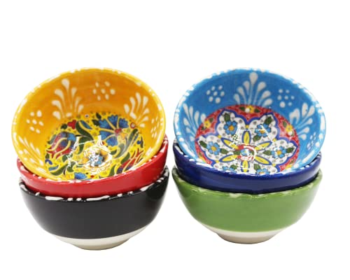 Silver Craft 6 Pcs Hand Painted Decorative Serving Turkish Tiny Bowls - Handmade Ceramic Bowl Set Of (3.3''Inc/8.5Cm) 2.5 Oz Pinch Multicolor Small Best Gift Set thumb #3