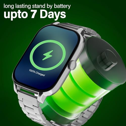 Image of PunnkFunnk H9 Metal Smart Watch 2.01 inch TFT Display, Bluetooth 5.0 with 100+ Sports Mode, Heart Rate & Blood Oxygen Monitor, Call & Message Reminders Compatible with Android & iOS (Metal Grey)