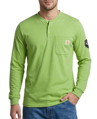 Image of BOCOMAL FR Shirts Flame Resistant Shirt 5.5oz 100% Cotton Light Weight CAT2 Fire Retardant Henley Shirts