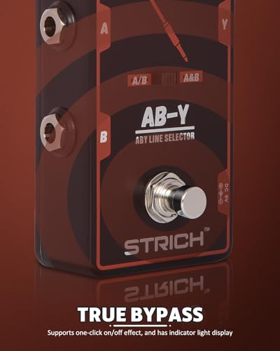 Image of STRICH Dual Channel ABY Guitar Pedal, Electric Guitar Box Line Selector, Versatile AB Switch, True Bypass for Electric Guitar, Red and Black