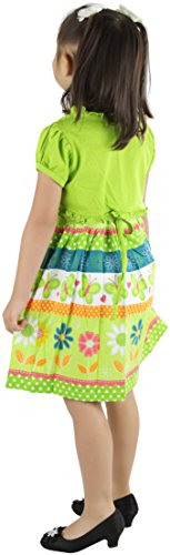 Image of ToBeInStyle Girls Two Piece Short Sleeve Dress and Matching Bolero Crop Cardigan Assorted Prints Cotton Blend Summer Outfit