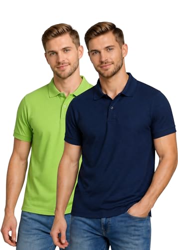 Image of INKKR Men's Combo Polo Neck Cotton Blend Solid T-Shirt (Pack of 2)