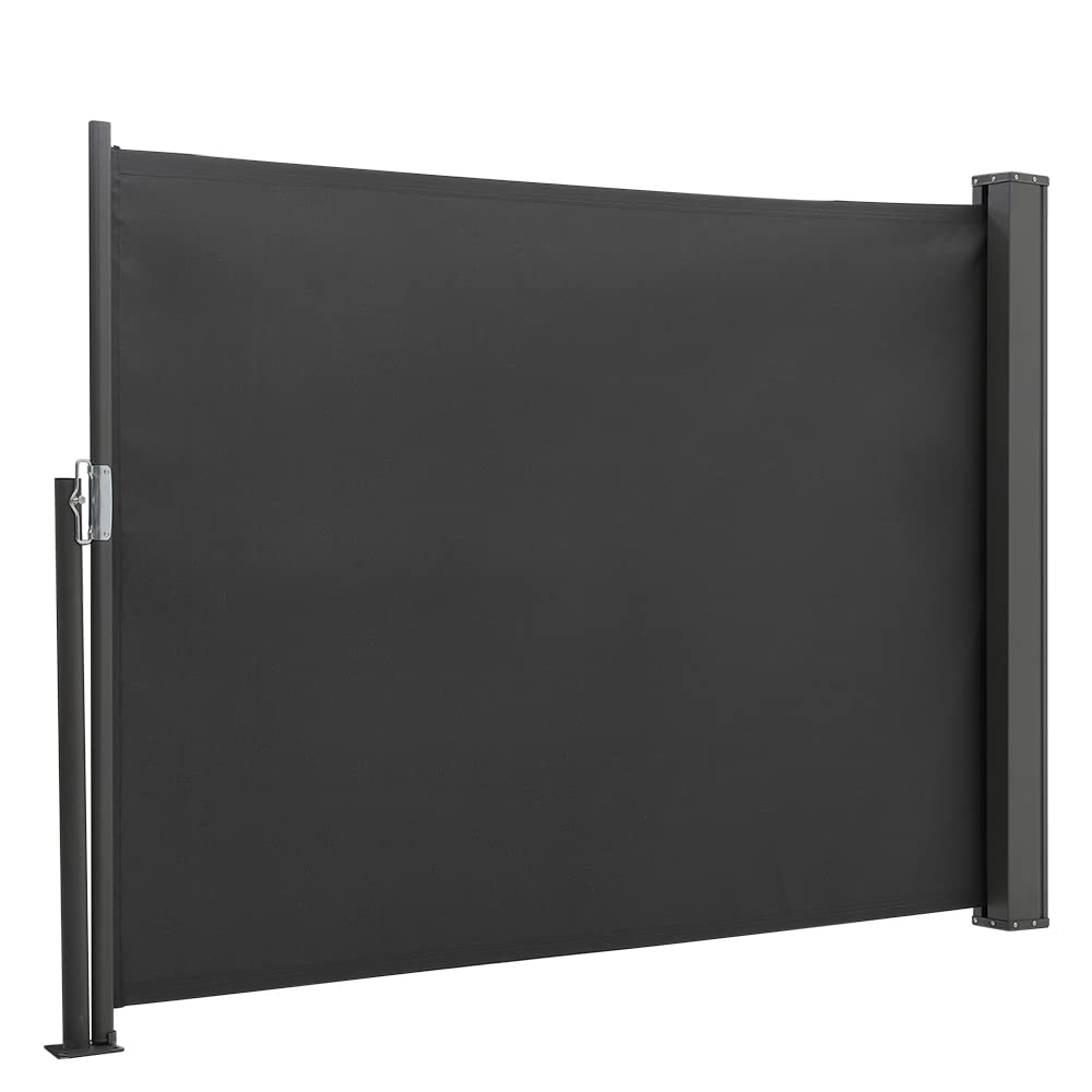 DKIEI Garden Side Awning Sunshade Screen Panel Retractable Privacy Divider Blind Wall Post Mounted for Patio Balcony Terrace Shelters Gazebos, Grey, 3X1.2M โ image 1