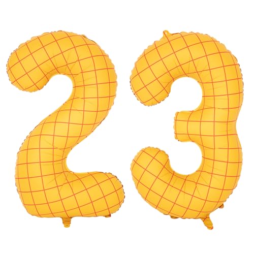 Image of 40 inch Large Number Balloon 23 Toy Inspired Story Yellow Birthday Balloon | Western Rodeo Party Supplies Boy Girl Story Anniversary Kids Birthday Party Cowboy Farm Themed Baby Welcome Decorations