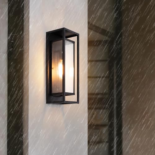 Image of mirrea 18 inch Modern Outdoor Porch Wall Light, Matte Black, Pack of 4