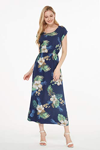 Image of Matchable Family Hawaiian Luau Men Women Girl Boy Clothes in Pineapple Garden Navy