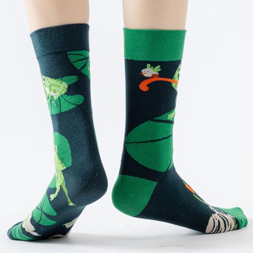Image of 2 Pairs Cartoon Animal Crew Socks Fun Cotton Mid Calf Socks for Women