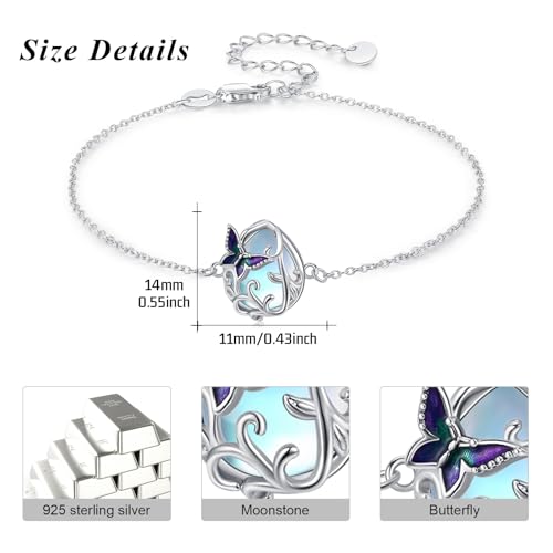 Image of Dragonfly Bracelet 925 Sterling Silver Butterfly Bracelet Adjustable Celtic Moon Bracelet Irish Celtic Jewelry Gifts for Women