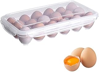 18 Grid Eggs Carrier Container, Plastic Egg Holder Trays, Storage Egg Box, Plastic Portable Stackable Transparent Refrigerator Egg Holder with Lid for Protect, Keep Egg Fresh