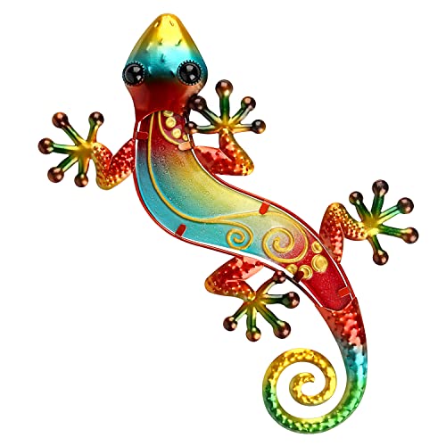 Seefun Metal Gecko Wall Decor Outdoor Garden Lizard Art Hanging Glass Sculpture Decorations For Bedroom Living Room Pario Or Fence #TOP2