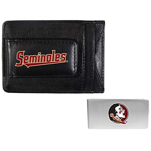 Siskiyou Sports NCAA Florida State Seminoles Unisex Leather Cash & Cardholder & Money Clip, Black, One Size