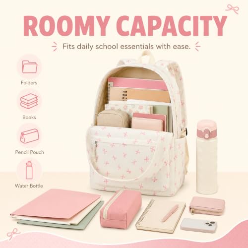 Image of BTOOP School Backpack for Teens Large Cute Bookbag Lightweight 15.6 inch Laptop Bag for Girls Women Casual High School College