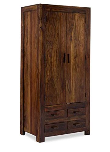 Image of Sheesham Solid Wood Romeo Storage Wardrobe for Bedroom