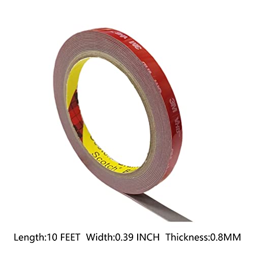 3M Double Sided Tape Heavy Duty, 10Ft Length,0.39In Width,Waterproof Mounting Foam Tape, For Led Strip Lights,Office Decor, Home Decor, Car Decor #TOP1