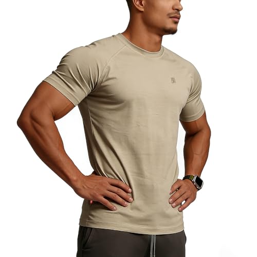 BVSN Men's Cotton Raglan Sleeve T-Shirt XL Khaki