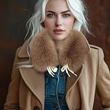 Asudaro Damen Flauschig Fellkragen Kunstfell Pelzkragen Schal 53cm Verdickte Winterschal Flauschig Plüsch Kunstpelz Pelzschal Wintermantel Kragen Nackenwärmer Warmer Fellkragen Schal Pelzkragen braun