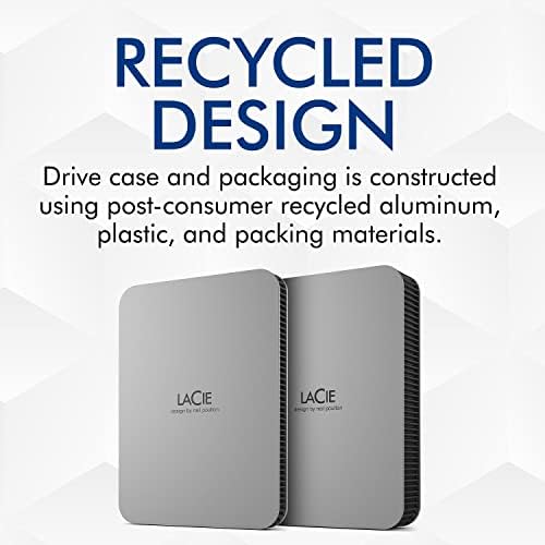 LaCie Mobile Drive 4TB External Hard Drive Portable HDD, USB-C 3.2, for PC and Mac, with Adobe All Apps Plan and Rescue Services, Moon Silver - 4