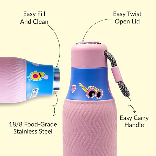 Image of Rabitat ZAPPY Personalized 700ml Insulated Water Bottle for School Kids | 2-Year Warranty | Full School Day, No Refills | Spinflo Leakproof Cap | 18 Hrs Cold | ISI Certified Stainless Steel | Laven