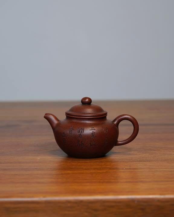 中国古玩 唐物 紫砂壺 孟臣 刻在印 古作 単孔 急須 朱泥 茶壺 時代物