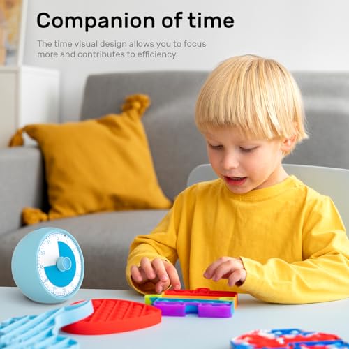Conchstar Visual Timer 60-Minute, Kids Timer for Homeschool Desk, Time Management Tools with Silent Operation, Timer for Kitchen Office Classroom (Blue) - Image 5