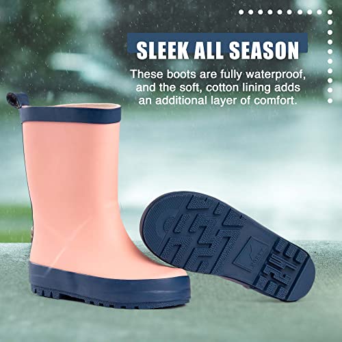 NORTY Rubber Rain Boots for Kids - Waterproof Rubber Boots Boys and Girls Solid & Printed Rainboots for Toddlers and Kids - Pink Navy4