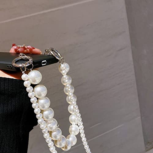 Crossbody Lanyard Necklace Pearl Bracelets Phone Case For Iphone 12 Pro Max Mini 11 Pro Xr X Xs 6 7 8 Plus Back Cover With Chain,A Black,For Iphone Xs Max #TOP5