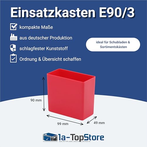 1a-TopStore 10 Stk. Einsatzkästen Einsatzboxen Schubladen-Einsatzkasten Sortierboxen, 32 Größen, 5 Farben (rot, 99x49x90 mm) – Ansicht 2