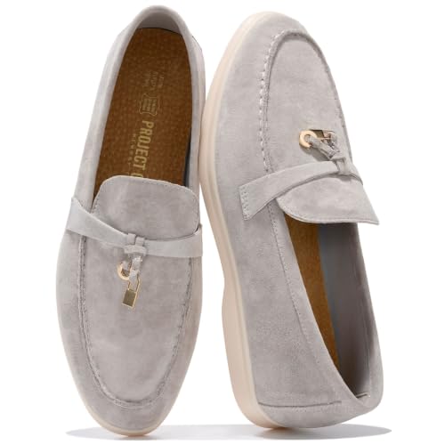Image of Project Cloud 100% Genuine Leather Slip-on Casual Loafers for Women | Memory Foam Insole Lightweight Womens Loafers - Non-Slip Moccasins Comfortable Casual Footwear - Comfortable Loafers Women