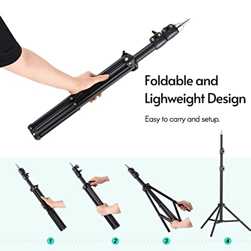 Andoer 210 cm / 83 Inch Portable Light Stand in Sturdy Metal Adjustable Photography Tripod with 1/4 Inch Screw for Studio Reflector Softbox LED Ring Light Video