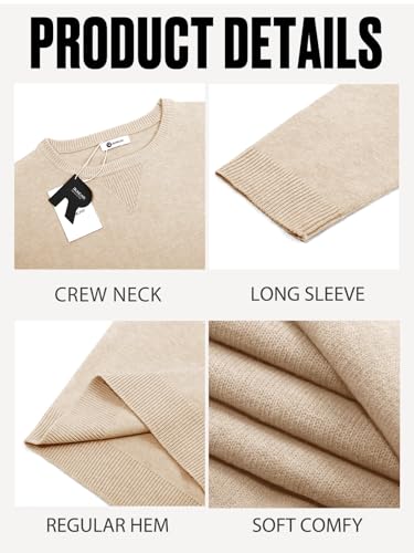 Image of Runcati Mens Crewneck Sweaters Casual Knit Lightweight Dress Sweater Long Sleeve Slim Fit Fall Winter Pullover