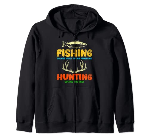 Funny Fishing And Hunting Gift Humor Hunter - Retro Sudadera con Capucha