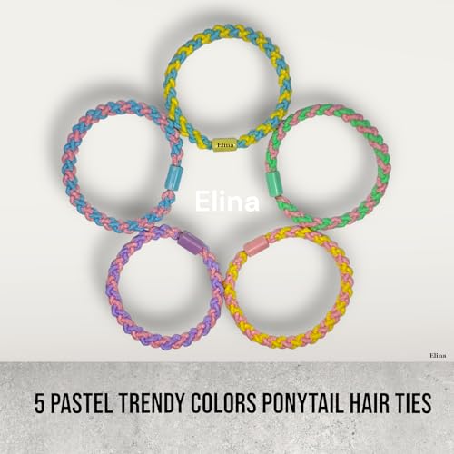Image of Elina Black Ponytail Holders (20, Pastel Design Multicolor)