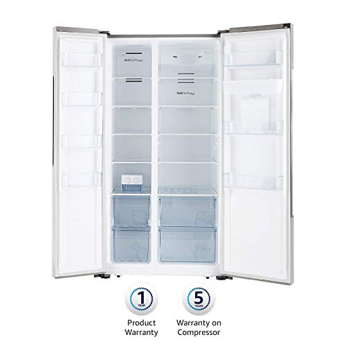Image of (Renewed) AmazonBasics 564 L Frost-Free Side-By-Side Refrigerator (AB2019RF005 cr, Silver)
