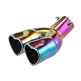 X AUTOHAUX 63mm 2.5' Inlet Curved Type Heart Shape Universal Exhaust Pipe Muffler Tip Tailpipe Bolt-On for Car Truck 8.7' Length Stainless Steel Multicolor