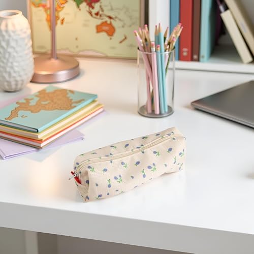 Image of Jowxsx Blue Women Fresh Style Pencil Bag Pencil Case Pen Holder Coin Pouch, Pen Simple Cosmetic Storage Bags Makeup Bag Office Stationery Organizer Pencil and Marker Cases