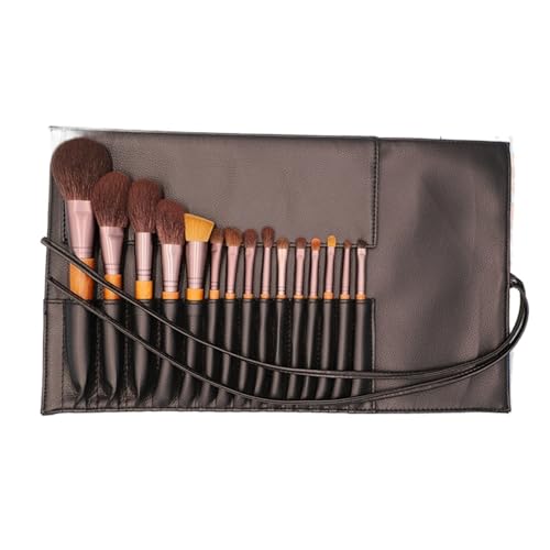Juego de Brochas de Maquillaje Juego de 15 brochas maquillaje for base en polvo Profesional(Brown2)