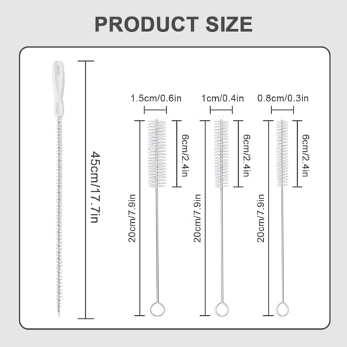 CATOR 5 Stücke Reinigungsbürste Set für Abwasserkanäle, Reinigungsbürste, Abflussreiniger Bürste, inkl 2 PCS 45cm Abflussreiniger und 3 Verschiedene Rohrbürste für Detail, für Badezimmer,Küchen