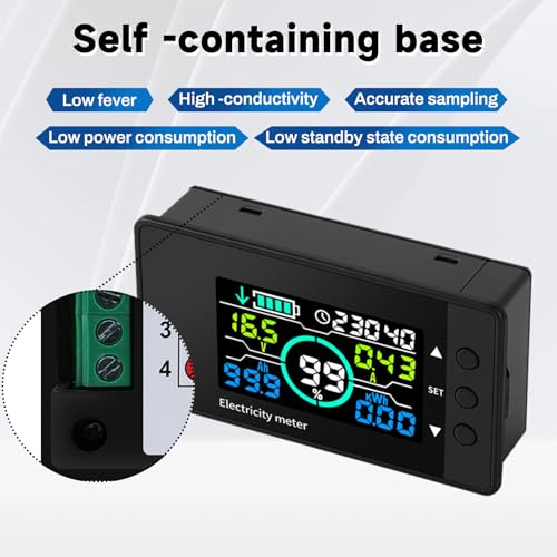 DEWIN Batterie Monitor 12V, LCD Display Batteriemonitor Batteriekapazitätsmanager für Lithium Ionen Ni Batterie DC 7,5V-100V 0-100A