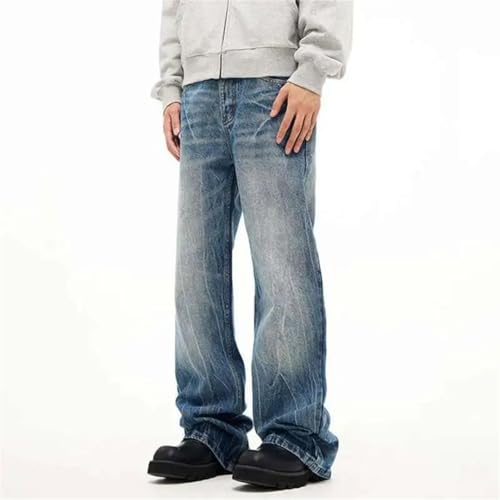 Men's Spring Denim Pants Solid Color Wide Leg Simple Menswear Loose Straight Botton Jeans3